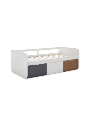 Cama Redona 3c 90x190 Blanco/Antracita/Cera