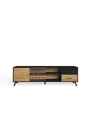 Mueble Tv Africa (2 puertas 2 cajones) 2h Bocamina/Natural/Serigrafi