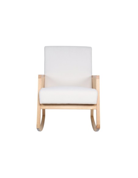 Butaca Mecedora Julia Microfibra Crema / Rattan / Madera