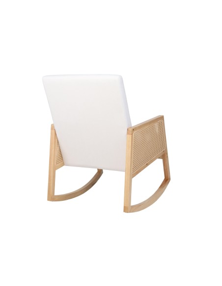 Butaca Mecedora Julia Microfibra Crema / Rattan / Madera