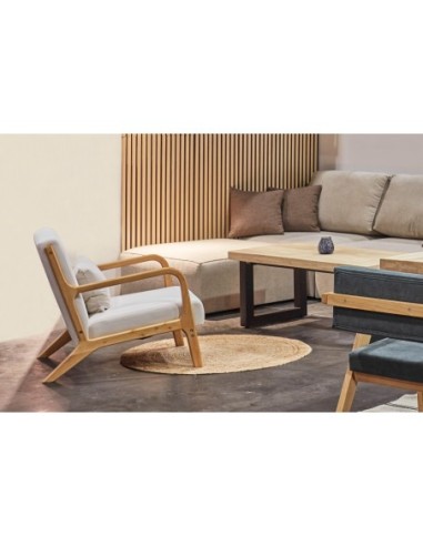 Butaca Tokio Microfibra Beige / Madera