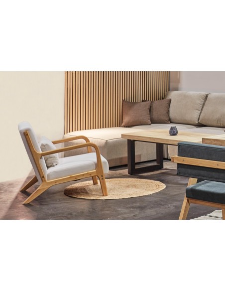 Butaca Tokio Microfibra Beige / Madera