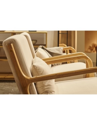 Butaca Tokio Microfibra Beige / Madera