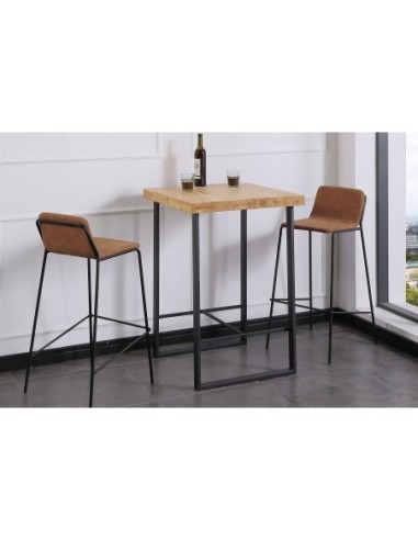 Mesa Alta Loft 70 X 70 Cm Roble Nordish / Negro