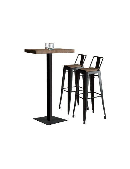 Mesa Alta Moss 70 X 70 Cm Roble American / Negro