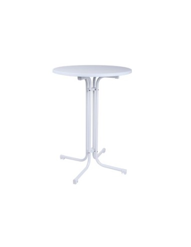 Mesa Alta Plegable Eventos Cocktail D - 80 Cm Blanco + Funda Blanca