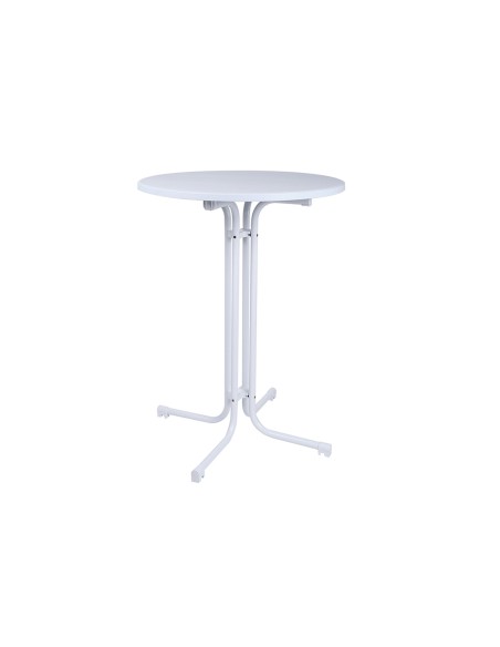 Mesa Alta Plegable Eventos Cocktail D - 80 Cm Blanco + Funda Blanca