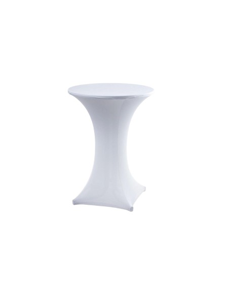 Mesa Alta Plegable Eventos Cocktail D - 80 Cm Blanco + Funda Blanca