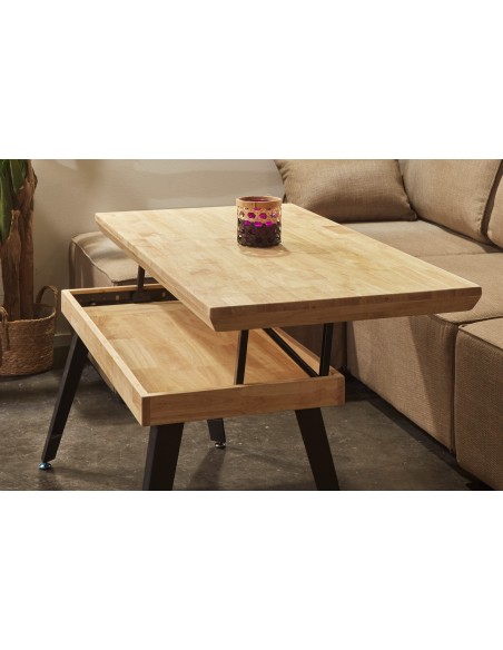 Mesa Centro Elevable Berg 120 X 60 Cm Roble Nordish / Negro