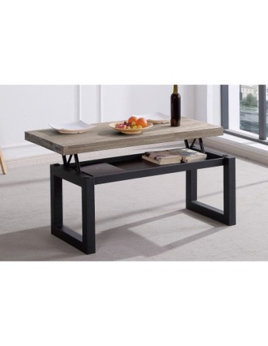 Mesa Centro Elevable Loft 120 X 60 Cm Roble  American / Negro