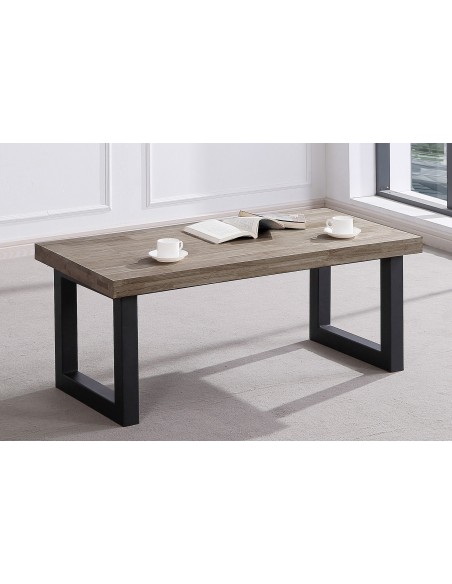 Mesa Centro Elevable Loft 120 X 60 Cm Roble  American / Negro