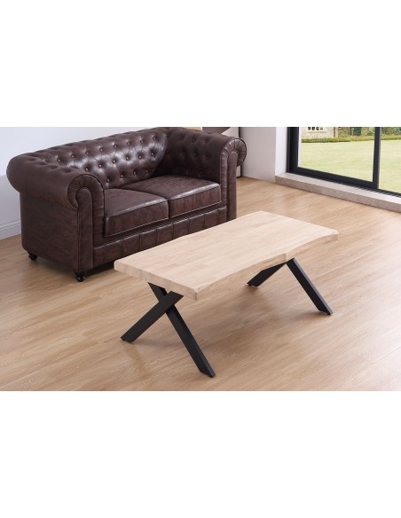 Mesa Centro Elevable Xena 120 X 66 Cm Tapa Con Forma Roble Nordish  / Negro