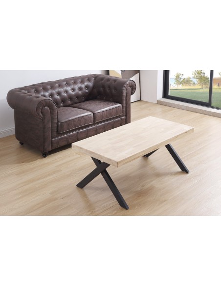 Mesa Centro Elevable Xena 120 X 66 Cm Tapa Recta Roble Nordish  / Negro