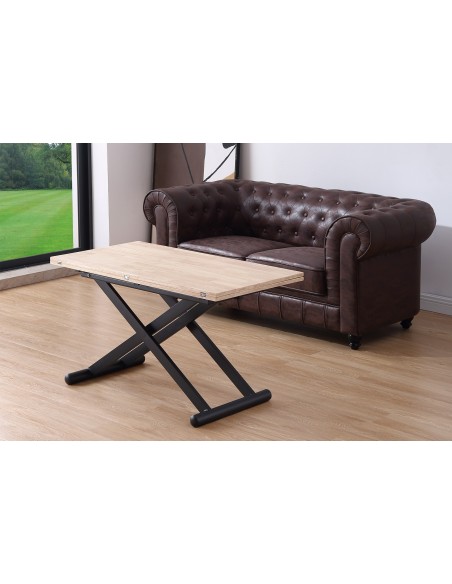 Mesa Centro Elevable Y Extensible Natural 110 X 57 Cm Roble Nordish / Negro