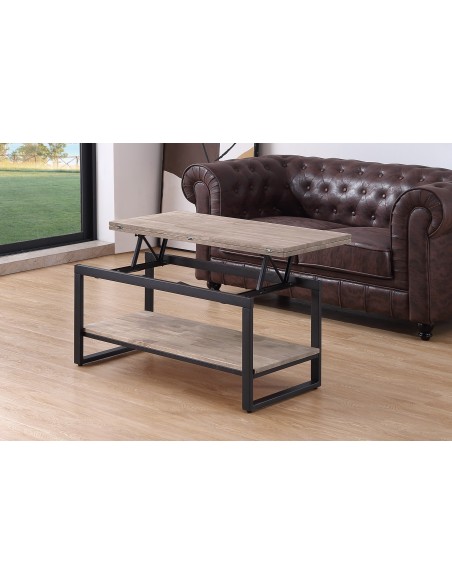 Mesa Centro Elevable Y Extensible Steve  100 X 45 Cm Roble Honey / Negro