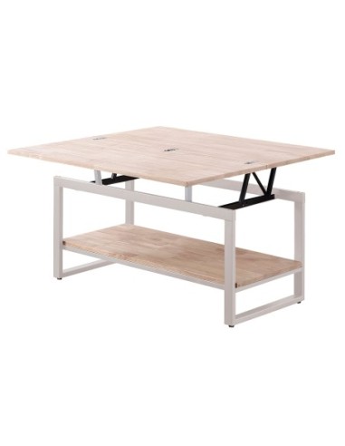 Mesa Centro Elevable Y Extensible Steve  100 X 45 Cm Roble Nordish / Blanco