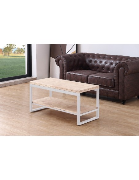 Mesa Centro Elevable Y Extensible Steve  100 X 45 Cm Roble Nordish / Blanco