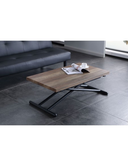 Mesa Centro Elevable Y Extensible Up - Down Nogal / Negro 100 X 50 Cm