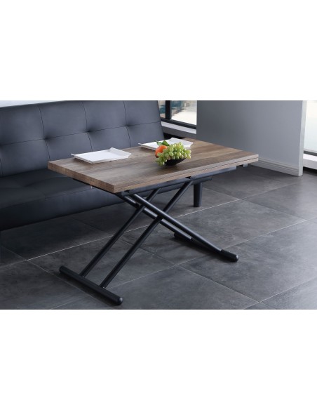 Mesa Centro Elevable Y Extensible Up - Down Nogal / Negro 100 X 50 Cm