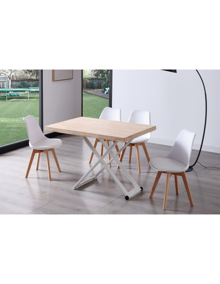 Mesa Centro Elevable Zoe 120 X 80 Cm Roble Nordish / Blanco