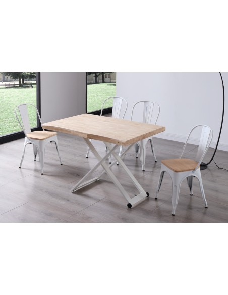 Mesa Centro Elevable Zoe 120 X 80 Cm Roble Nordish / Blanco Tapa Con Forma