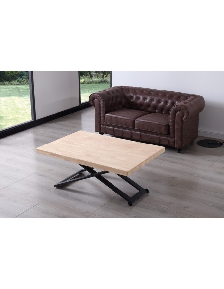 Mesa Centro Elevable Zoe 120 X 80 Cm Roble Nordish / Negro