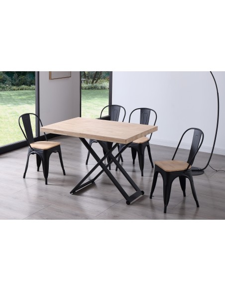 Mesa Centro Elevable Zoe 120 X 80 Cm Roble Nordish / Negro