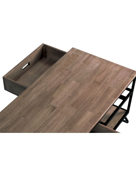 Mesa Centro Industrial Roble American / Negro