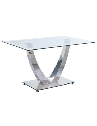 Mesa Comedor Dubai Cristal Blanco / Cromo