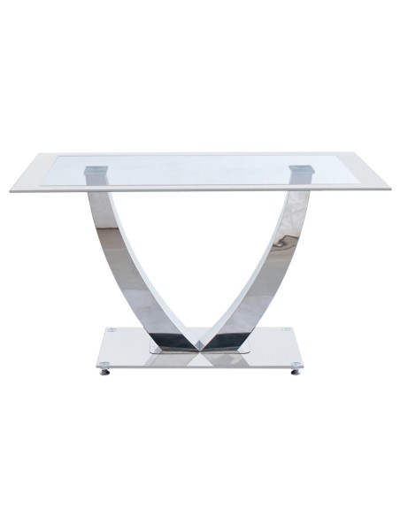 Mesa Comedor Dubai Cristal Blanco / Cromo