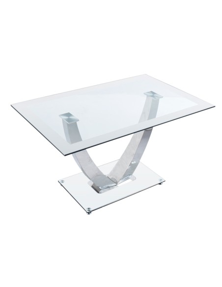 Mesa Comedor Dubai Cristal Blanco / Cromo