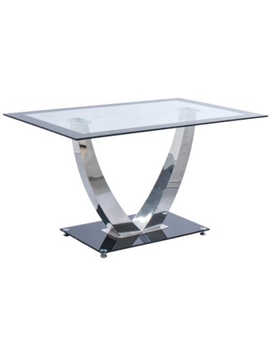 Mesa Comedor Dubai Cristal Negro / Cromo