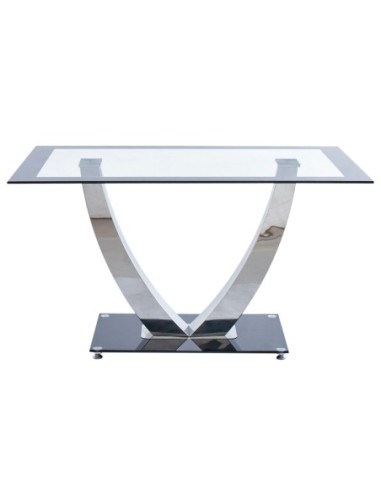 Mesa Comedor Dubai Cristal Negro / Cromo