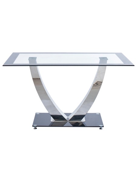 Mesa Comedor Dubai Cristal Negro / Cromo