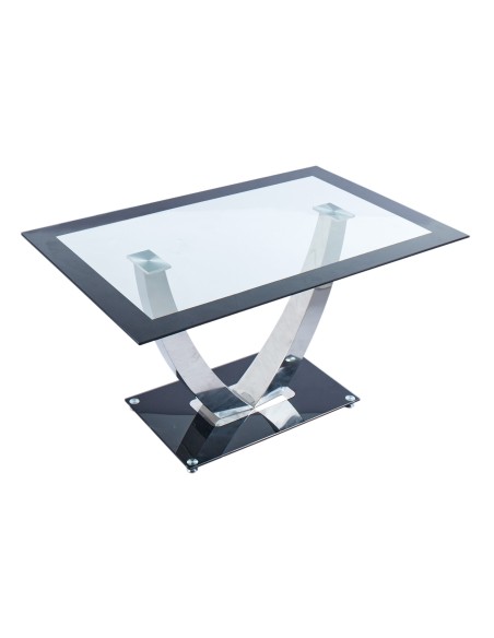 Mesa Comedor Dubai Cristal Negro / Cromo