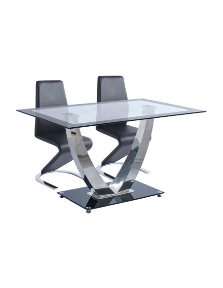 Mesa Comedor Dubai Cristal Negro / Cromo