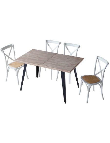Mesa Comedor Extensible Berg 140 - 180 - 220 X 80 Cm  Roble Honey / Negro