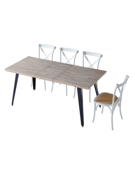 Mesa Comedor Extensible Berg 140 - 180 - 220 X 80 Cm  Roble Honey / Negro