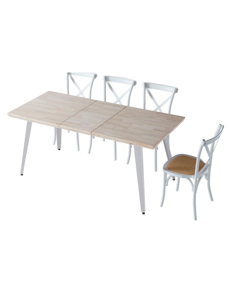 Mesa Comedor Extensible Berg 140 - 180 - 220 X 80 Cm  Roble Nordish / Blanco