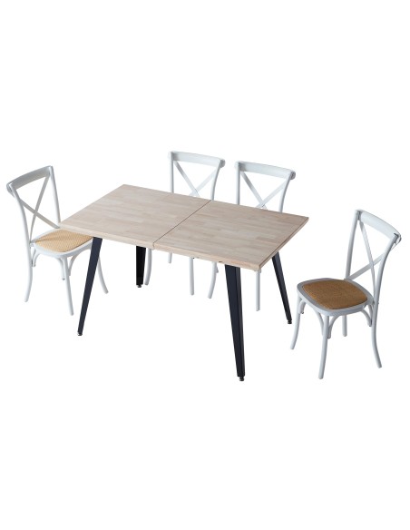 Mesa Comedor Extensible Berg 140 - 180 - 220 X 80 Cm  Roble Nordish / Negro