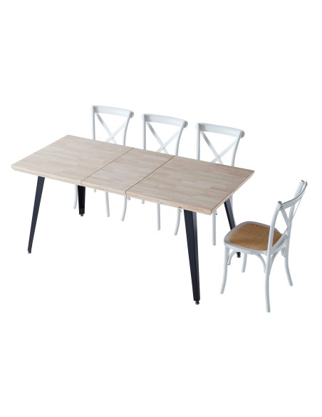 Mesa Comedor Extensible Berg 140 - 180 - 220 X 80 Cm  Roble Nordish / Negro