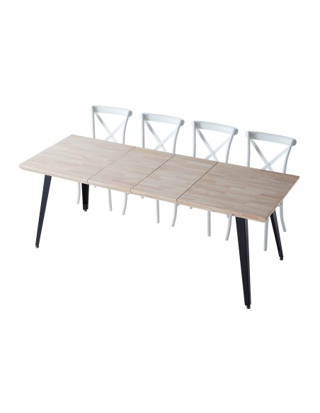 Mesa Comedor Extensible Berg 140 - 180 - 220 X 80 Cm  Roble Nordish / Negro