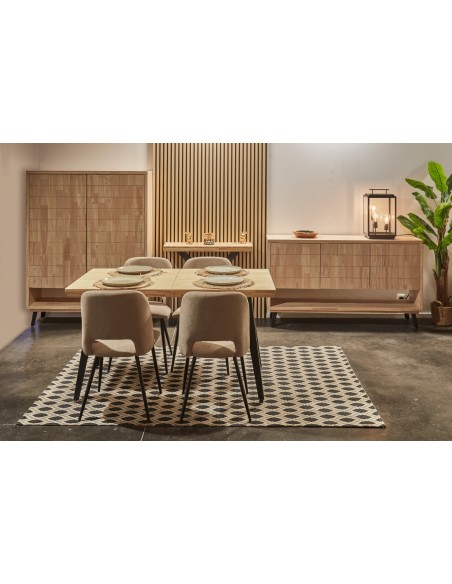 Mesa Comedor Extensible Berg 140 - 180 - 220 X 80 Cm  Roble Nordish / Negro