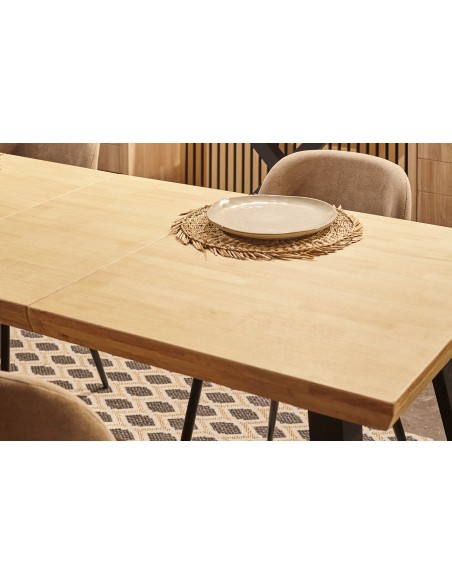 Mesa Comedor Extensible Berg 140 - 180 - 220 X 80 Cm  Roble Nordish / Negro