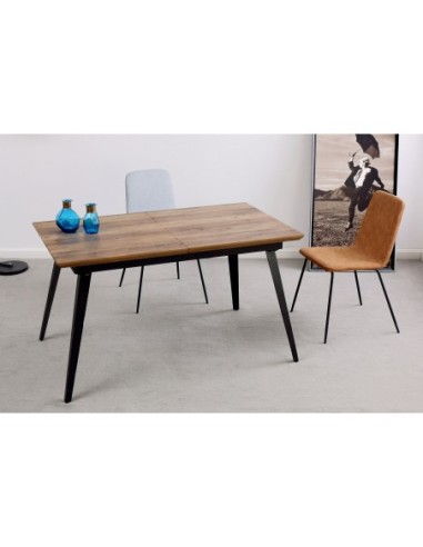 Mesa Comedor Extensible Branch 140 - 180 X 80 Cm Nogal / Negro