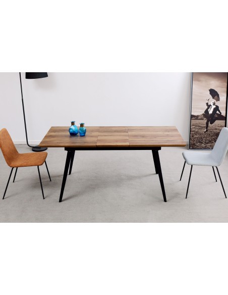 Mesa Comedor Extensible Branch 140 - 180 X 80 Cm Nogal / Negro