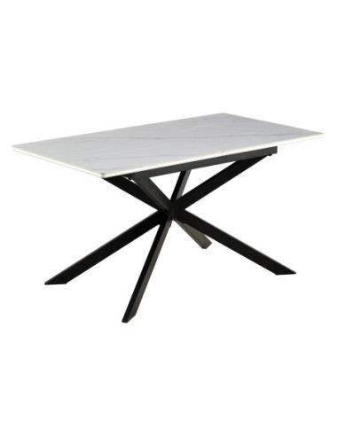 Mesa Comedor Extensible Ibiza 140 - 180 X 80 Cm Ceramic Blanco / Negro