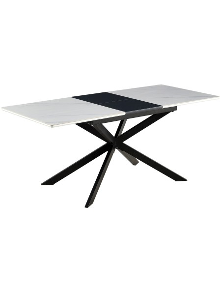 Mesa Comedor Extensible Ibiza 140 - 180 X 80 Cm Ceramic Blanco / Negro