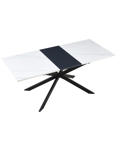 Mesa Comedor Extensible Ibiza 140 - 180 X 80 Cm Ceramic Blanco / Negro