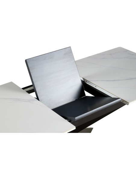 Mesa Comedor Extensible Ibiza 140 - 180 X 80 Cm Ceramic Blanco / Negro